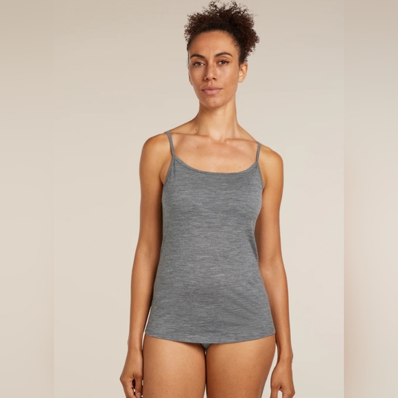 Icebreaker Tops - Icebreaker Merino 150 Siren Bra Cami – Built-In Bra – Gritstone Heather – Size S